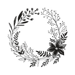 Fototapeta premium Elegant Silhouette Floral Flower Line Art Vector Illustration