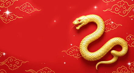 Obraz premium Traditional Chinese snake with golden scales