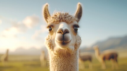 Obraz premium A close up of an alpaca looking at the camera