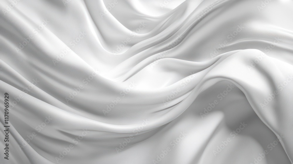 Poster abstract white fabric with elegant flowing folds and soft, smooth texture.