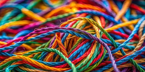 Macro Photography: Abstract Close-up of Intertwined Threads Representing the Complexity of Confusion