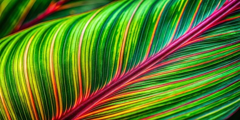 Obraz premium Macro Photography: Abstract Green Hawaiian Ti Leaf Texture