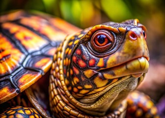 Obraz premium Macro Photography: Box Turtle Shell Texture, Close-Up Detail of Reptile Scales