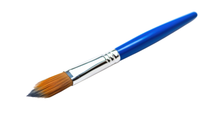 A Single Paintbrush with a Blue Handle Perfect for Creative Projects and Artistic Endeavors.