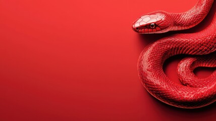 Obraz premium Chinese new year (Snake year) background. Red snake blending into a vibrant red background, showcasing its unique texture and color.