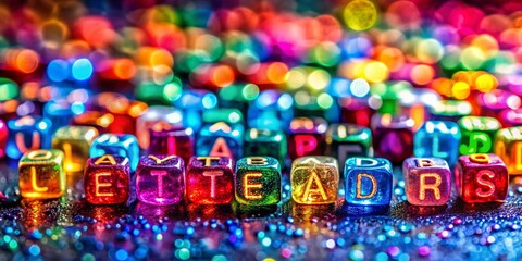 Obraz premium Macro Photography of Colorful Letter Beads, Close-up Alphabet Details, Artistic Typography