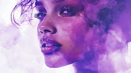 Fototapeta premium Rich violet hues and dynamic watercolor strokes are combined in this contemporary artistic interpretation of a purple theme, which is further enhanced by striking textures and luminous pastel highligh
