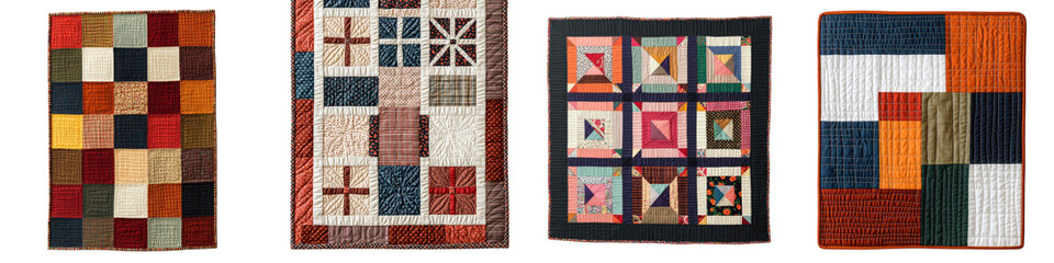 Fototapeta premium A collection of beautifully crafted textile quilts showcasing intricate patterns vibrant colors and diverse design styles perfect for adding warmth texture