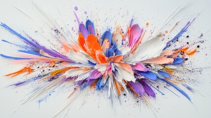 A vibrant abstract artwork featuring a burst of colors and textures.