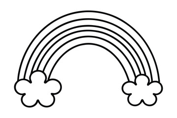 Line art illustration of a cartoon rainbow and shamrock.eps