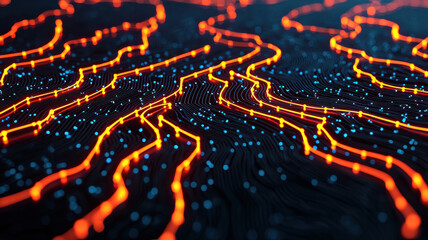 Tech driven decision making concept, abstract representation of AI powered analytics with vibrant lines