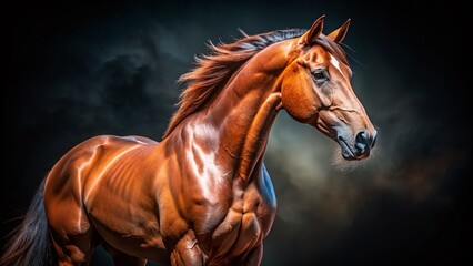 Fototapeta premium Majestic American Quarter Horse Stallion - Powerful Profile Stock Photo