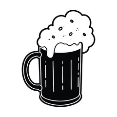 Silhouette illustration of a cartoon mug of beer.eps