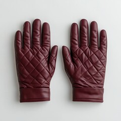 Elegant Burgundy Faux Leather Fashion Gloves for Chic Cold Weather Look on White Background