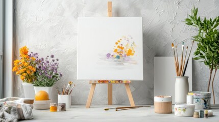 Artistic Haven: A painter's studio, vibrant colors, and creative energy.