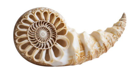 Single Spiral Seashell Image Suitable for Coastal Decor, Educational Purposes, and Nature-Themed Projects.