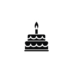 Bakery dessert food symbol, happy birthday day graphic vector illustration. Silhouette of a birthday cake.