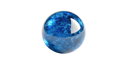 A Single Shiny Blue Marble on a White Background Perfect for Arts and Crafts Projects or Graphic Design Use.