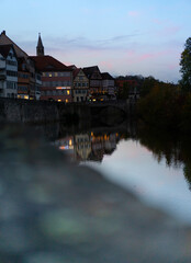 Fototapeta premium houses on the river in night