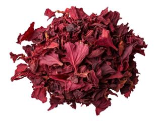 Bright red dried hibiscus petals from Oceania, perfect for refreshing herbal tea and culinary creations