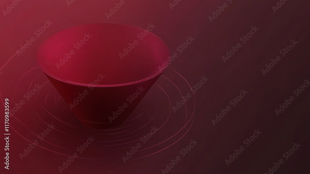 Poster Abstract maroon cone shape on dark background with subtle ripple effect.
