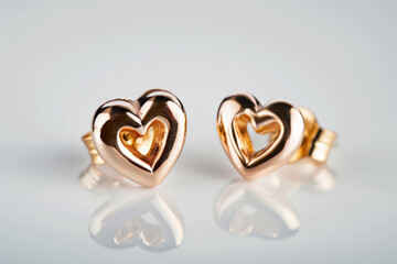 Elegant heart shaped earrings reflecting light beautifully