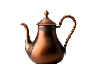 Elegant copper coffee pot dallah for serving traditional Arabic coffee from Saudi Arabia
