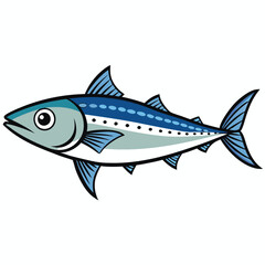 Bonito fish isolated flat vector illustration on white background