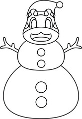 Frog Christmas Snowman Animal Vector Graphic Art Illustration
