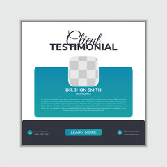 Client testimonials social media post design, Customer feedback review or client testimonial design, client testimonial comment or quote square design.