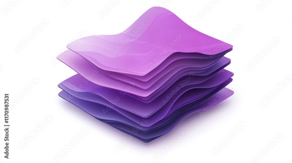 Poster abstract layered purple and violet shapes, 3d rendering.
