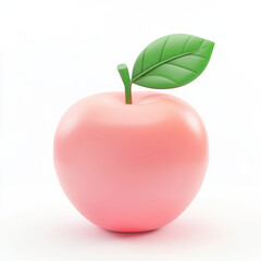 Obraz premium shiny pink apple with green leaf, symbolizing freshness and health. This vibrant fruit is perfect for illustrations, designs, or educational materials