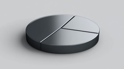 3D rendered dark gray pie chart divided into three sections.