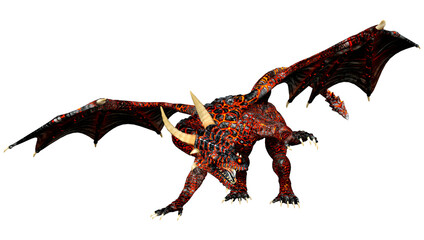 3D Rendering Fairy Tale Dragon on White