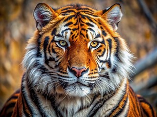 Obraz premium Majestic Tigon in Captivity: Powerful Hybrid Cat Portrait