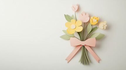 Obraz premium Minimalistic bouquet tied with ribbon, perfect for Valentine's Day decoration