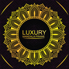 Golden mandala frame design with abstract background design