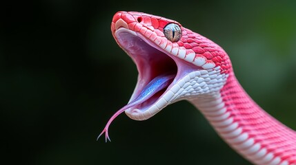 Fototapeta premium A close up of a red snake with its mouth open