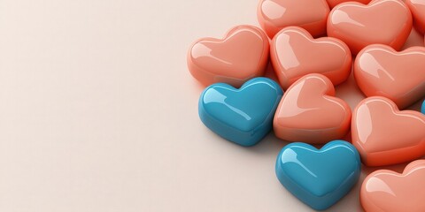 Obraz premium Valentine's day celebration with glowing iridescent heart decorations studio background digital art romantic concept