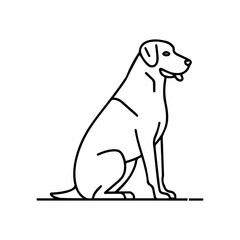 A silhouette of a line draw dog On White background