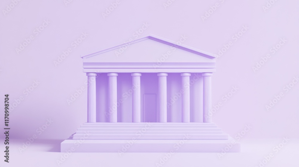 Poster lavender minimalist temple: a 3d render of classical architecture