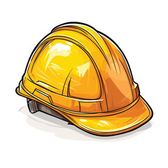Yellow hard hat with detailed shading and glossy finish.