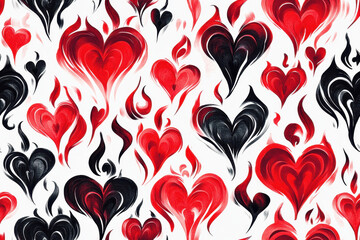 Seamless pattern of flaming hearts for Valentine's Day background designs