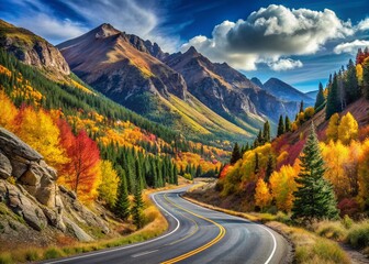 Fototapeta premium Million Dollar Highway Scenic Drive, Colorado Mountain Road Trip