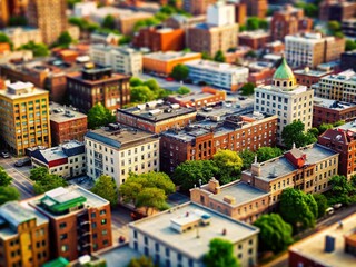 Obraz premium Miniature Black and White Cityscape, Urban Texture, Tilt-Shift Photography