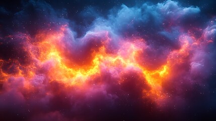 Obraz premium Cosmic Nebula Fiery Clouds Stellar Dust Space