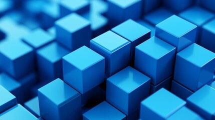 Fototapeta premium Abstract minimalist background featuring vibrant blue 3D cubes in an isometric perspective, with emphasis on modern design and clean geometric forms. Captured in ultra-high-definition.