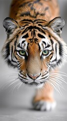 Fototapeta premium A close up of a tiger's face with green eyes