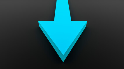 Light blue arrow pointing forward on black background. Concept: Symbols, arrows, finance.