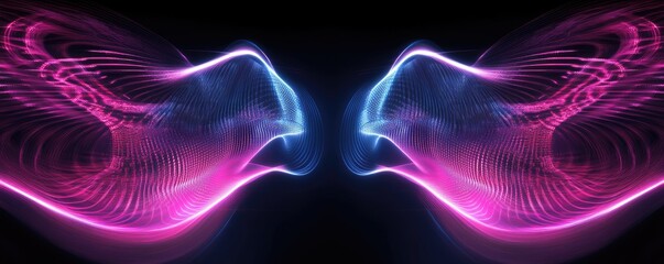 Fototapeta premium Abstract waves of light in vibrant colors creating a dynamic visual effect.